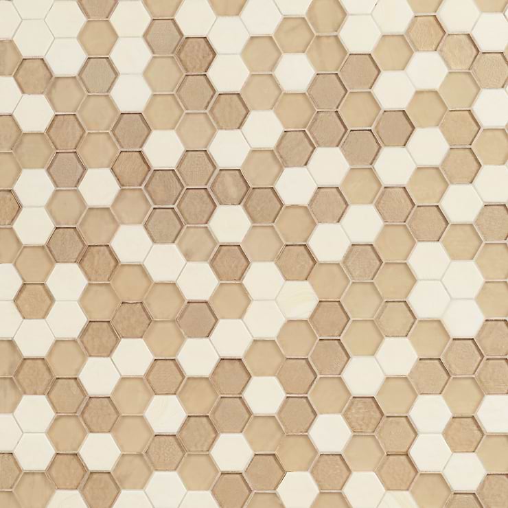 Ohana Bronze 2" Hexagon Polished Glass Mosaic Tile