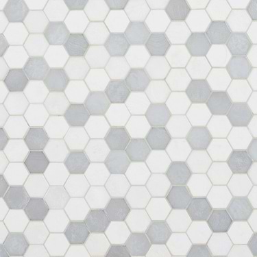  Ohana White 2" Hexagon Polished Glass Mosaic Tile  - Sample