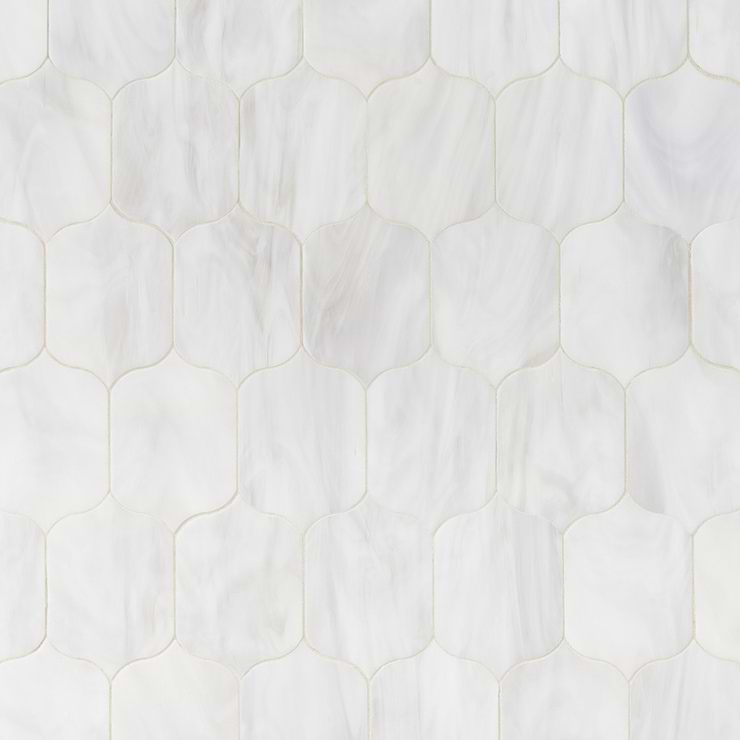 Bespoke Rain Cloud White 4x6 Lantern Polished Glass Mosaic Tile
