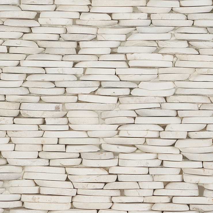 Nature White Stacked Pebble Mosaic