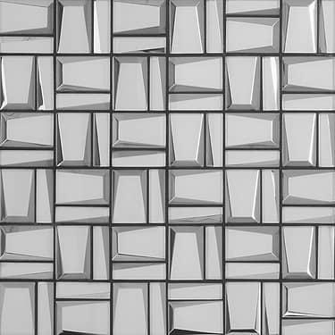 Rumi French Silver Polished Mirrored Glass Mosaic Tile  - Sample