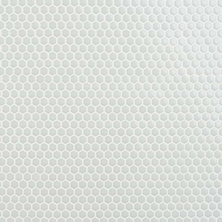 Zoe Perla Iridescent White 1/2" Hexagon Polished Glass Mosaic Tile