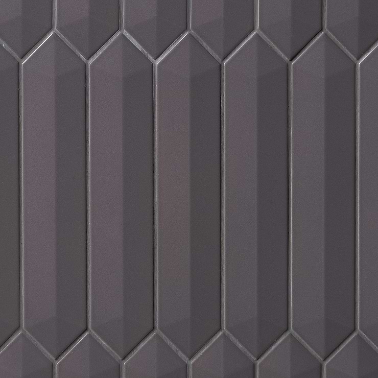 Kent Antracite Dark Gray 3x12 Contour 3D Picket Polished Ceramic Wall Tile