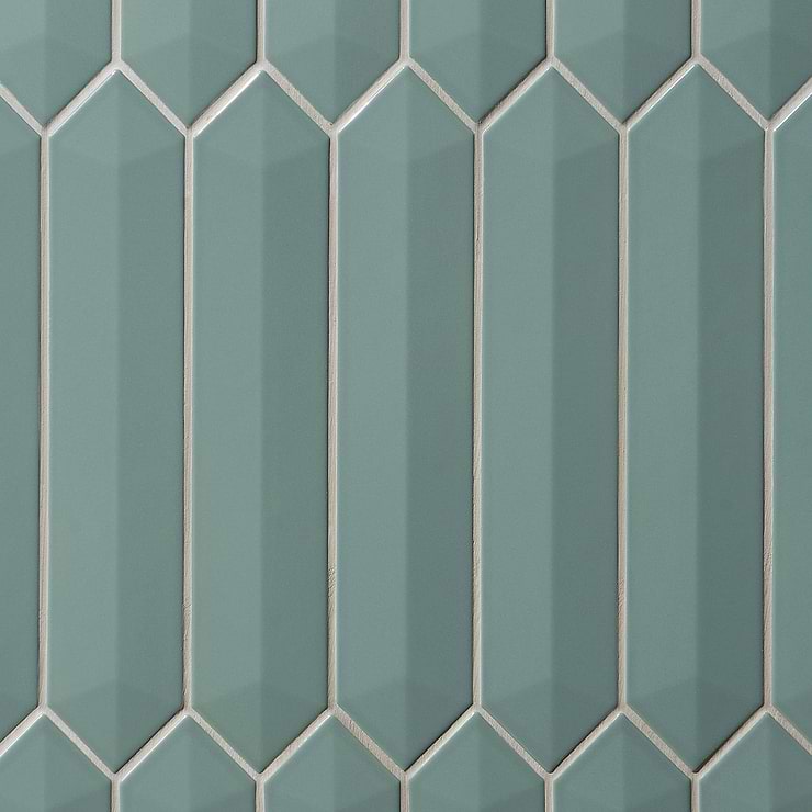 Kent Jade Green 3D 3x12 Contour Picket Polished Ceramic Wall Tile