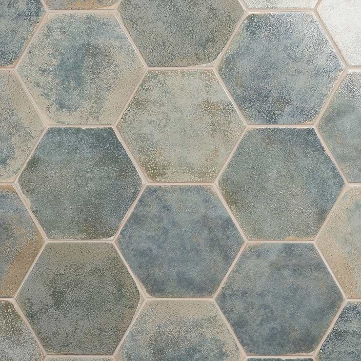 Kalay Green 9" Hexagon Polished Porcelain Tile