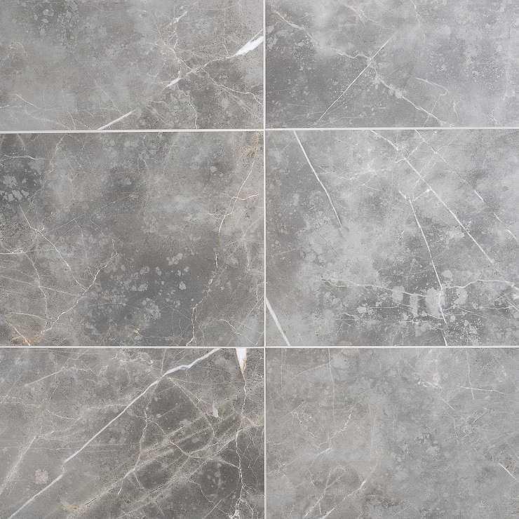 Marble Tech Grigio Imperiale 12x24 Polished Marble Look Porcelain Tile