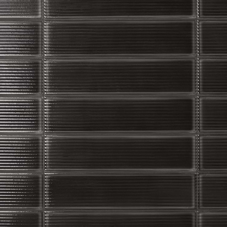 Stacy Garcia ArtBlock Fluted Nero 4x16 Glossy Porcelain Tile
