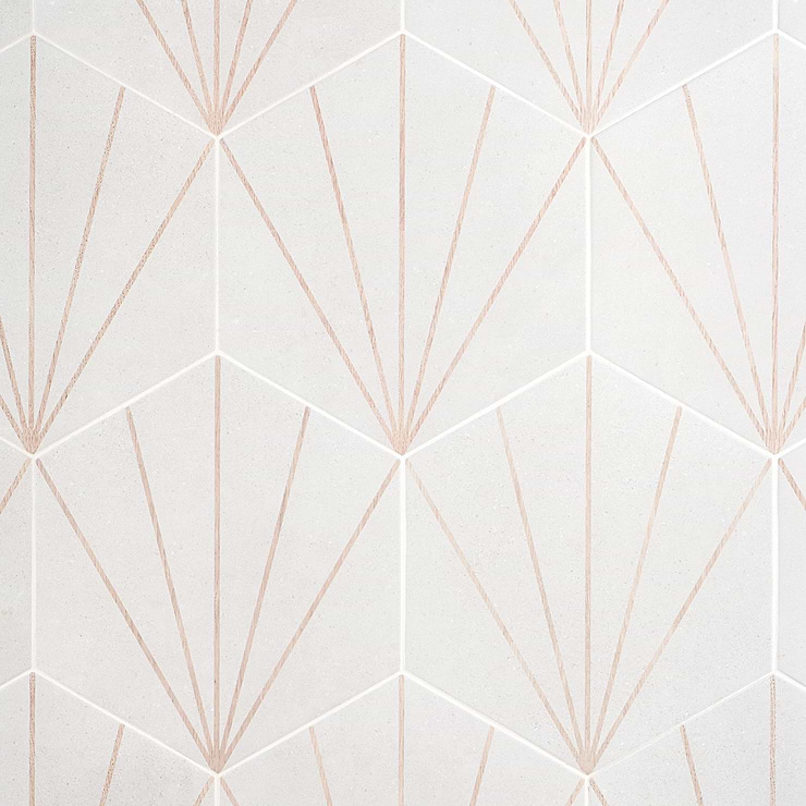 Pergola Beams White 12.5" Hexagon Porcelain Matte Tile
