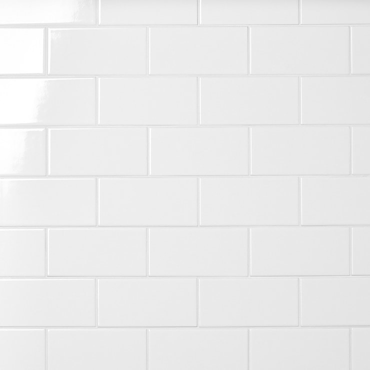 Basic White 3x6 Polished Ceramic Subway Wall Tile
