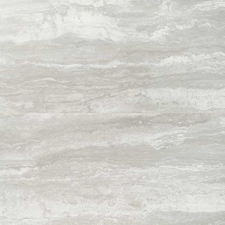 Basic Travertine Silver 24x48 Matte Porcelain Tile; in Gray + Silver Porcelain; for Backsplash, Bathroom Floor, Bathroom Wall, Commercial Floor, Floor Tile, Kitchen Floor, Kitchen Wall, Outdoor Wall, Pool Tile, Shower Floor, Shower Wall, Wall Tile; in Style Ideas Classic, Contemporary, Craftsman, Industrial, Modern, Transitional