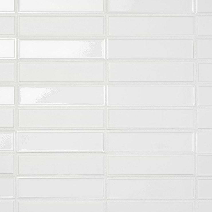Eastside Mix Bianco Framed Glossy and Beveled Matte 2x9 Ceramic Tile