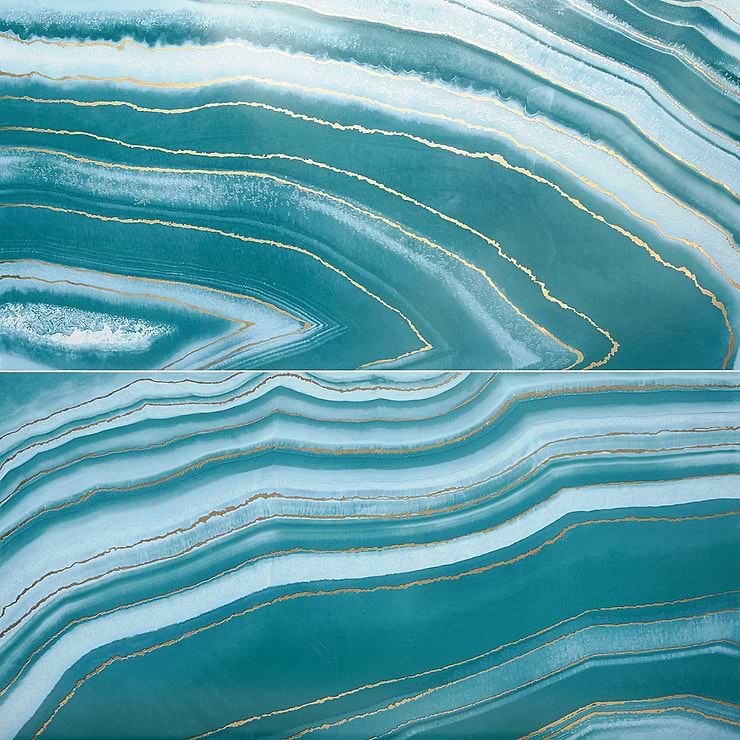 Agate Art Ocean Green 24x48 Artisan Decor Polished Porcelain Tile