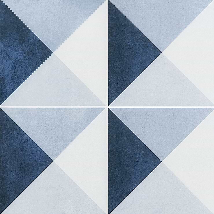 Art Geo by Elizabeth Sutton Cement Deco Blue 8x8 Matte Porcelain Tile