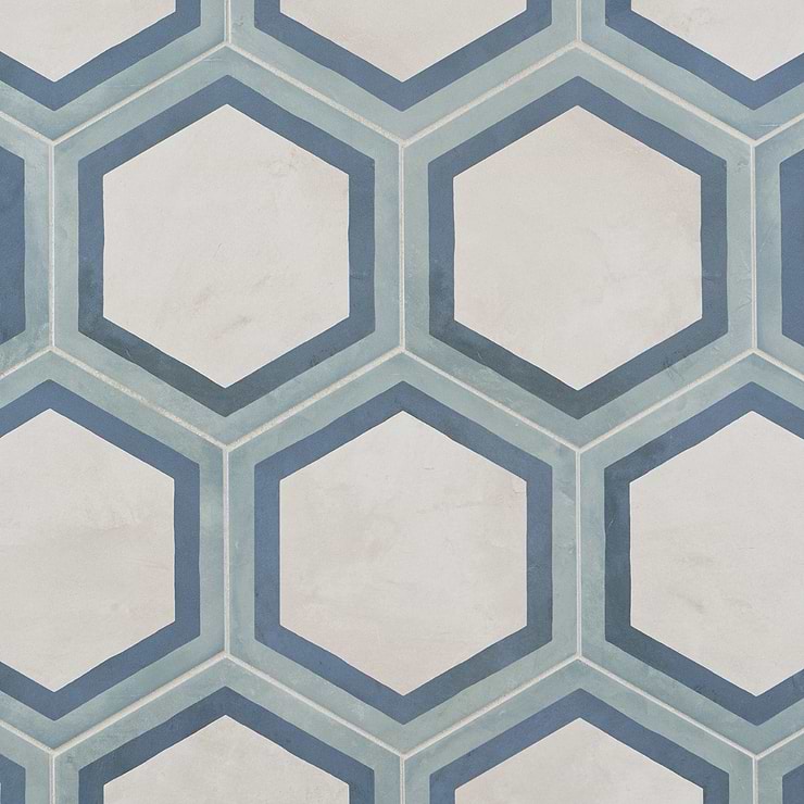 Ava Deco Ocean Cielo 8" Hexagon Matte Porcelain Tile