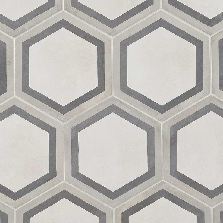 Ava Deco Sabbia Charcoal 8" Hexagon Matte Porcelain Tile