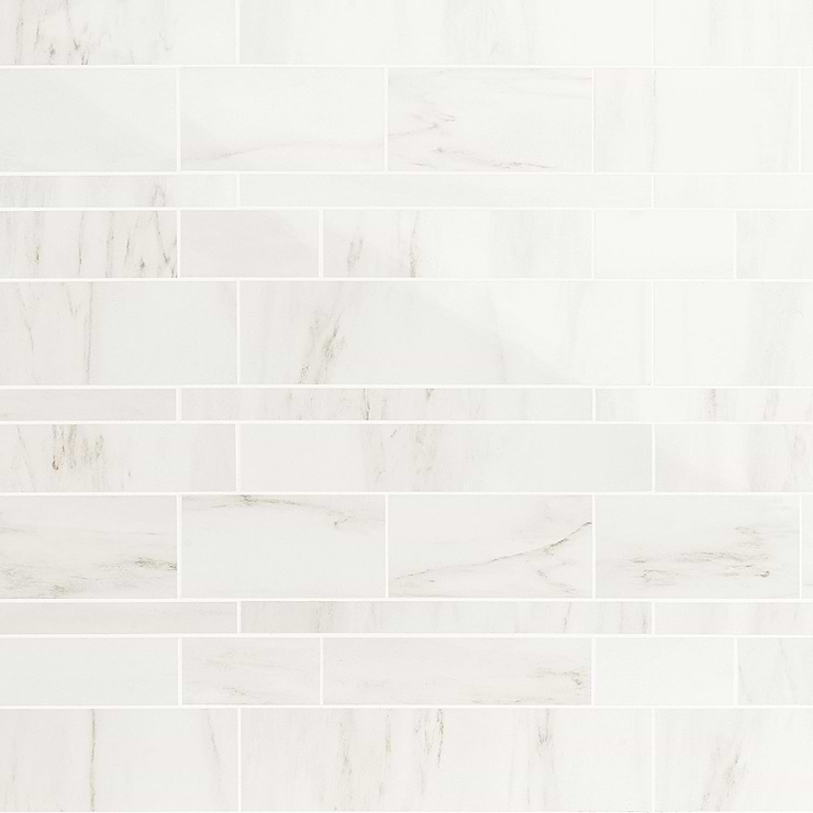 DreamStone Dolomite Snow Railroad Polished Porcelain Mosaic