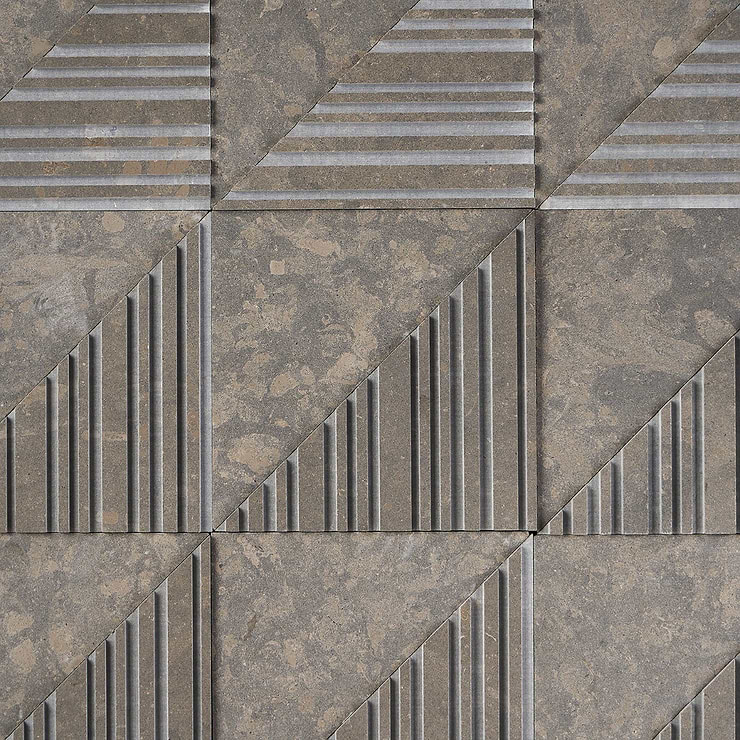Barcode by Michael Habachy Medio Nova Gray 8x8 Textured 3D Honed Marble Tile