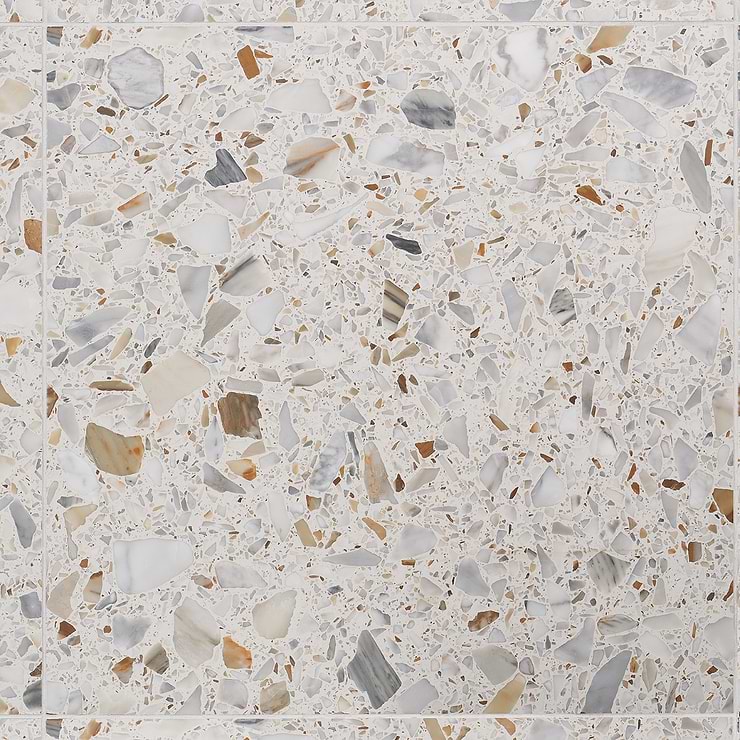 Terrazzo Italy Sacra Calacatta White 24x24 Honed Terrazzo Tile
