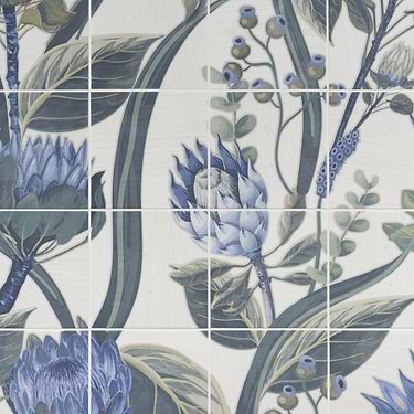  Wilder Protea Leaves Mural 8x8 Matte Porcelain Tile by Angela Harris - Sample