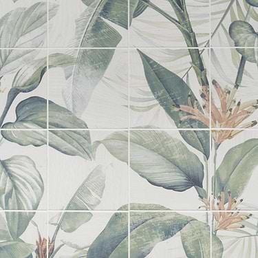  Wilder Spring Leaves Mural 8x8 Matte Porcelain Tile by Angela Harris  - Sample