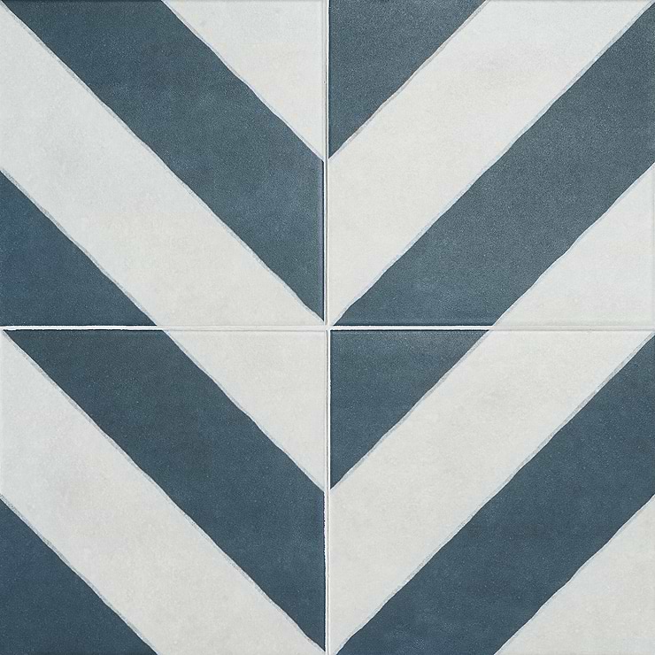 Auteur Diagonals Navy 9x9 Porcelain Tile: Pattern 4 