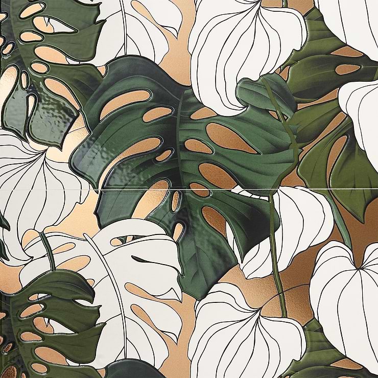 Tropez Foliage Blanco Multicolor 24x48 Artisan Decor Porcelain Tile
