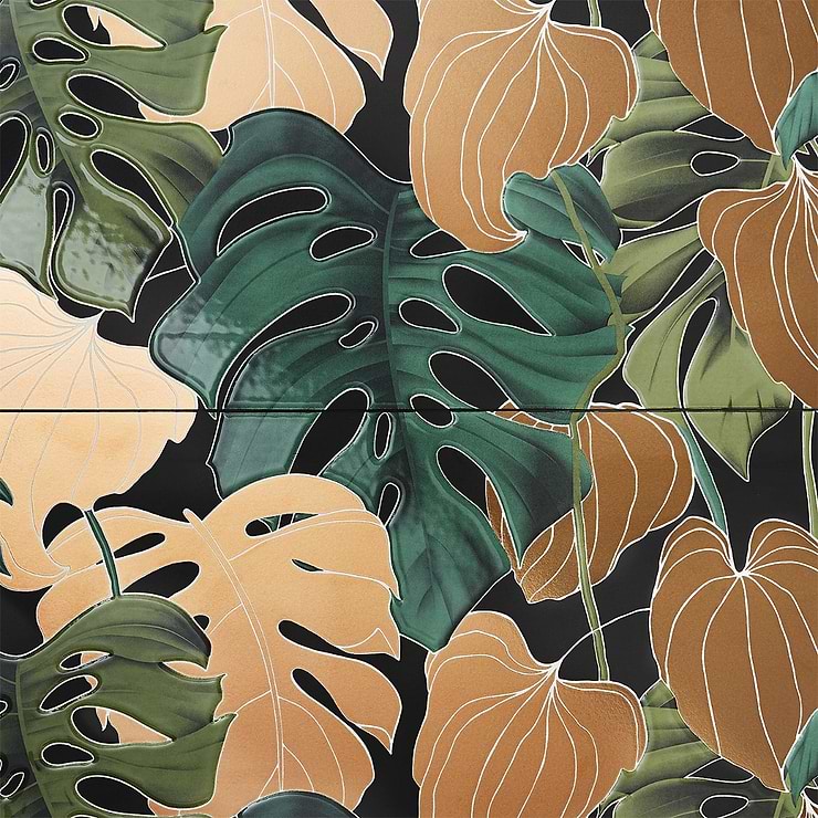 Tropez Foliage Oro Multicolor 24x48 Artisan Decor Porcelain Tile