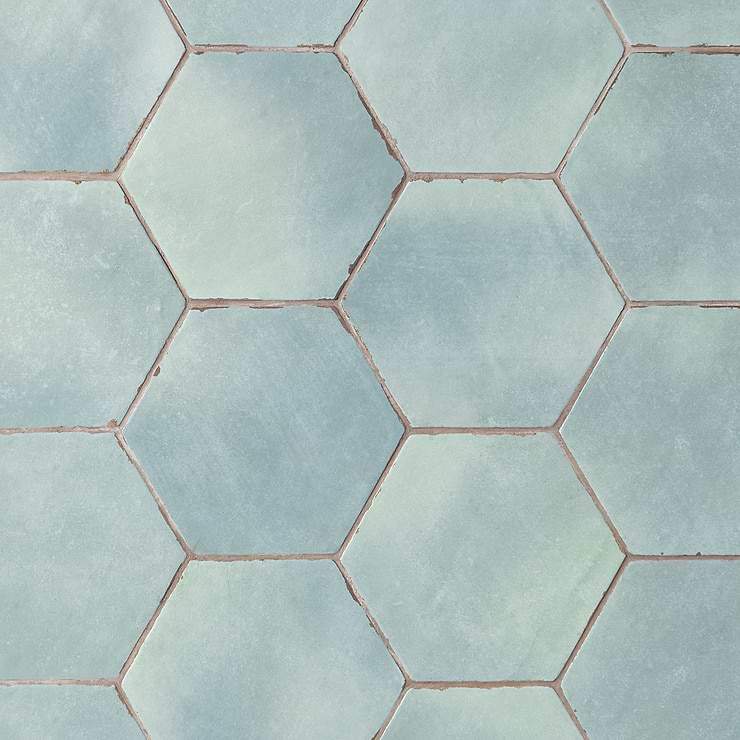 Sasha Hex Bettina Blue Green 6" Matte Porcelain Hexagon Tile