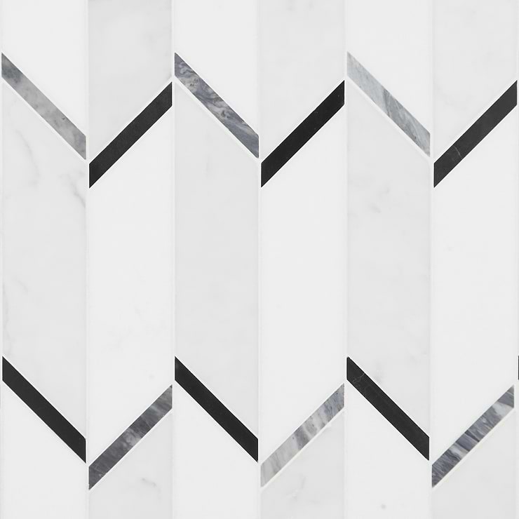 Fitz Blanco Grigio White Polished Marble Mosaic Tile