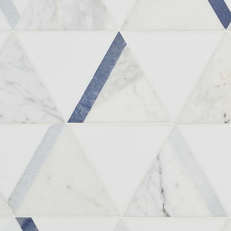 Tres Calacatta Azul Polished Marble Mosaic Tile