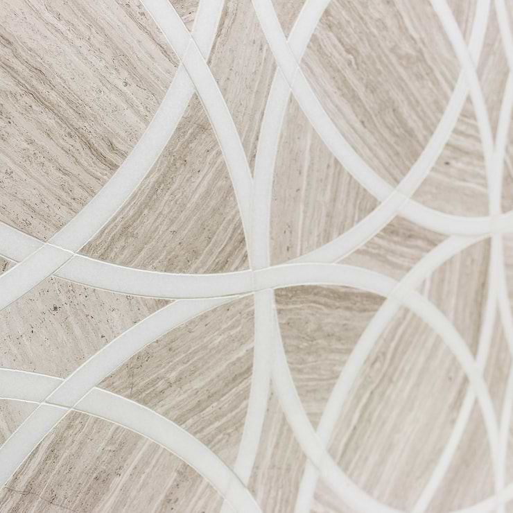 Celtic Wooden Beige And Thassos Marble Tile