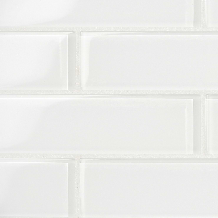 Loft Super White 2x8 Polished Glass Subway Wall Tile