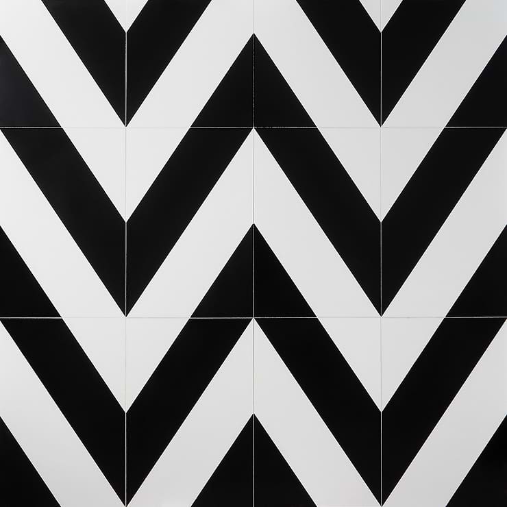 Timeless Nero Blanco 12x18 Polished Porcelain Tile By Elizabeth Sutton