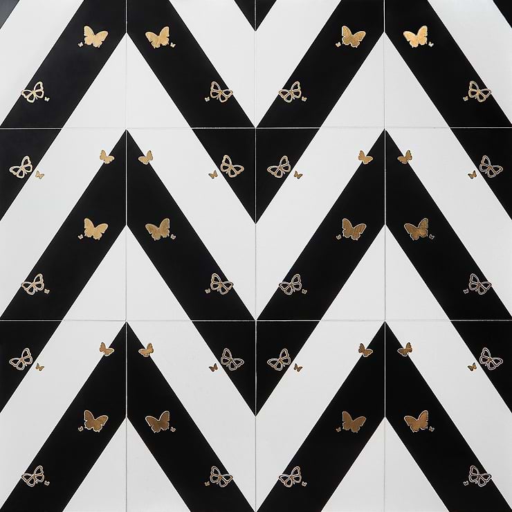 Timeless Butterflies 12x18 Porcelain Tile By Elizabeth Sutton