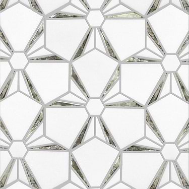 Euphoria Glass Arctic Silver Hexagon Polished  Marble Mosaic