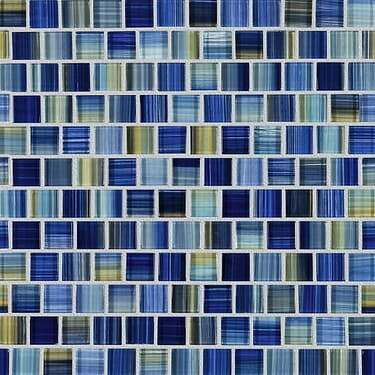 Watercolors Blue 1x1 Glazed Glass Mosaic