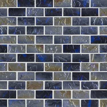 Watercolors Iridescent Portage 1X2 Brick Glass Mosaic