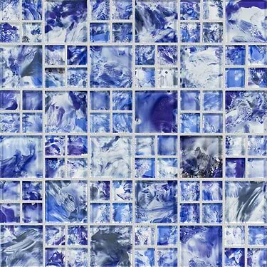 Watercolors Skysail Blue Glazed Glass Mosaic