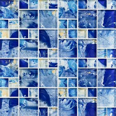 Watercolors Lorna Blue Glazed Glass Mosaic