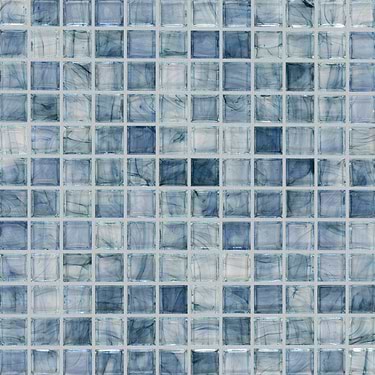 Watercolors Wharf Blue 1x1 Glazed Glass Mosaic
