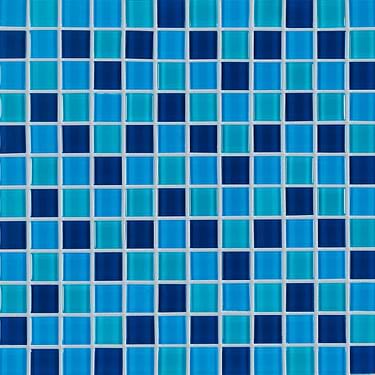 Watercolors Champlain Blue 1x1 Glazed Glass Mosaic