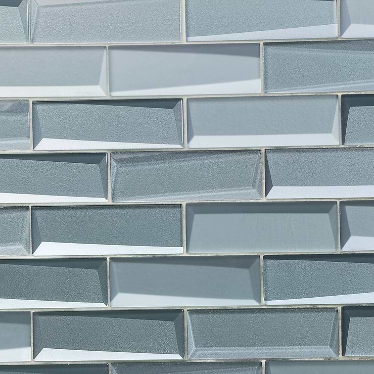 Remington Sage Beveled Bricks Glass Mosaic Tile