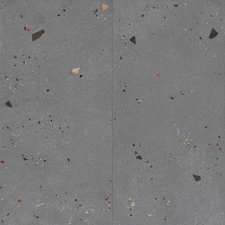 Kobe Cement Charcoal Gray 24x48 Terrazzo Look Matte Porcelain Tile