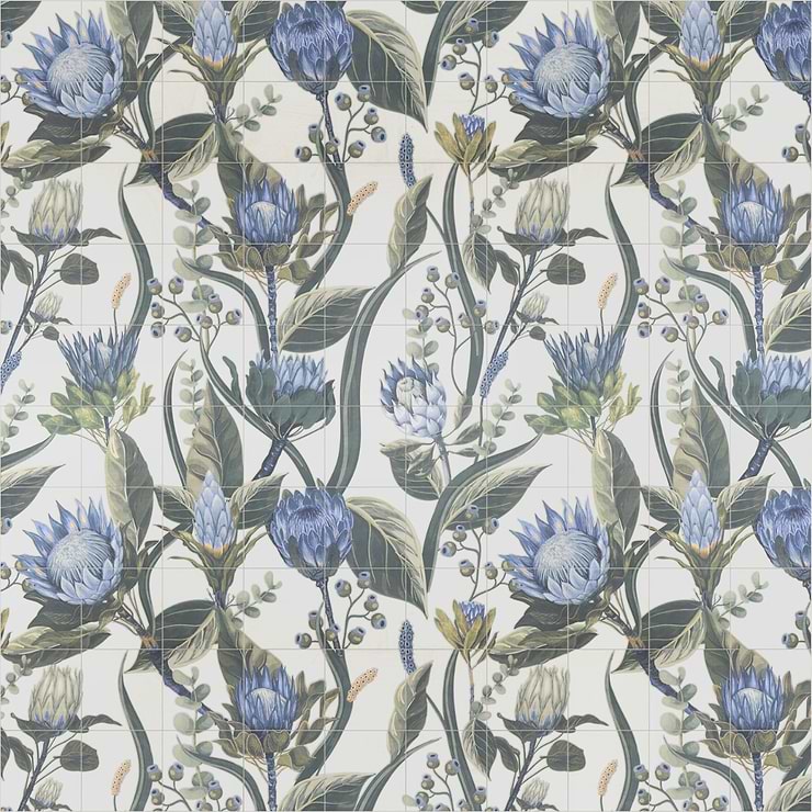Angela Harris Wilder Protea Leaves Mural 8x8 Matte Porcelain Tile
