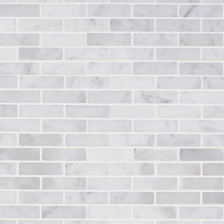 Disco-Carrara 1/2x2 Marble Polished Mosaic Tile