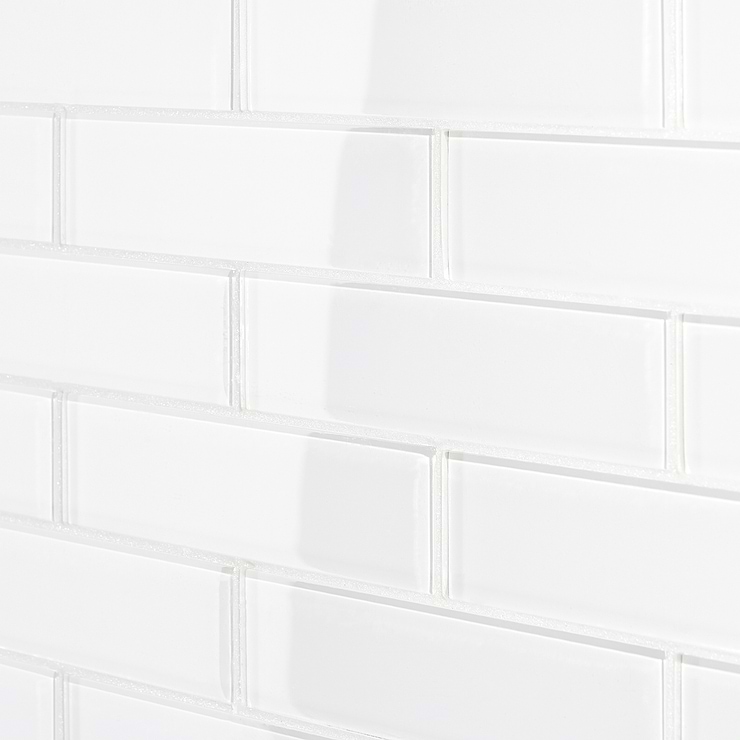 Loft Super White 2x8 Polished Glass Subway Wall Tile
