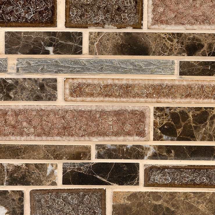 Shangri-La Espresso Random Brick Glass & Stone Tile