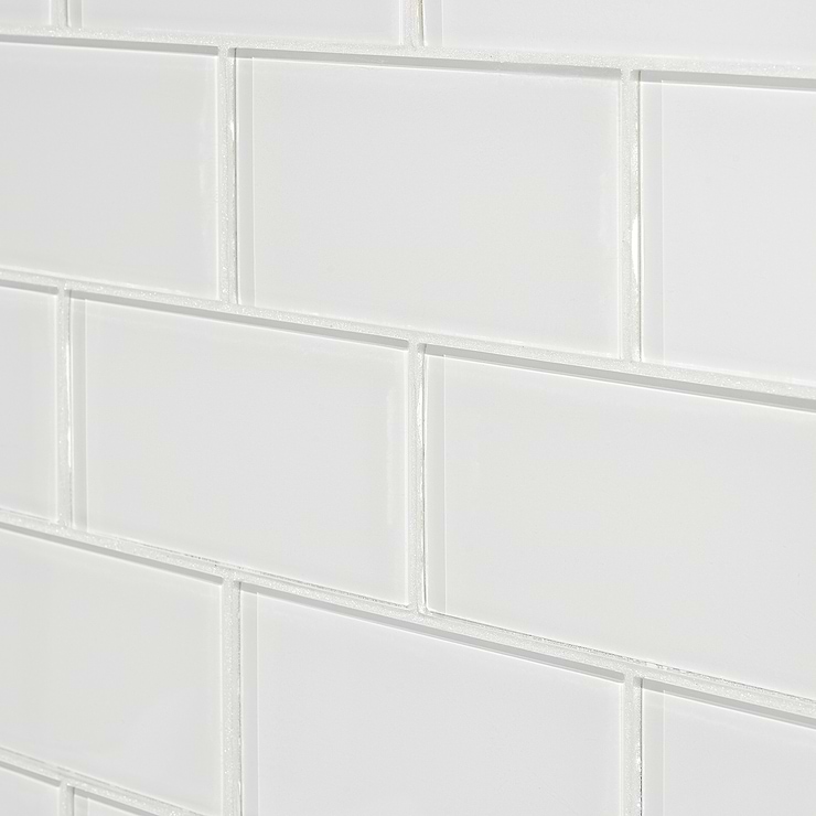 Loft Super White 3x6 Polished Glass Subway Wall Tile