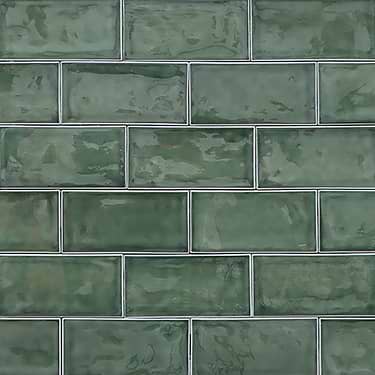 Nabi Capri Green 4.5x9 Subway Polished Glass Tile
