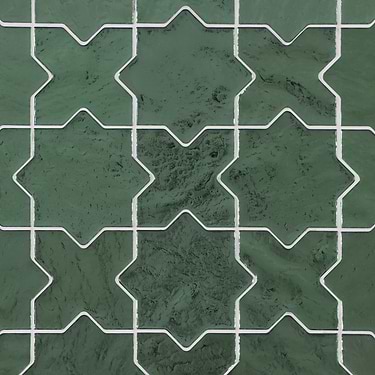 Behati Green 4" Star Cross Polished Glass Mosaic Tile